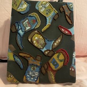 Small beaded bag with cowboy print